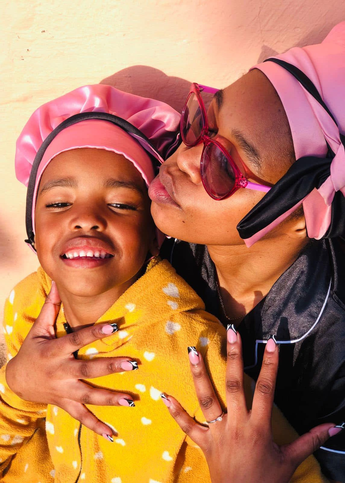 Reversible Satin bonnets for kids